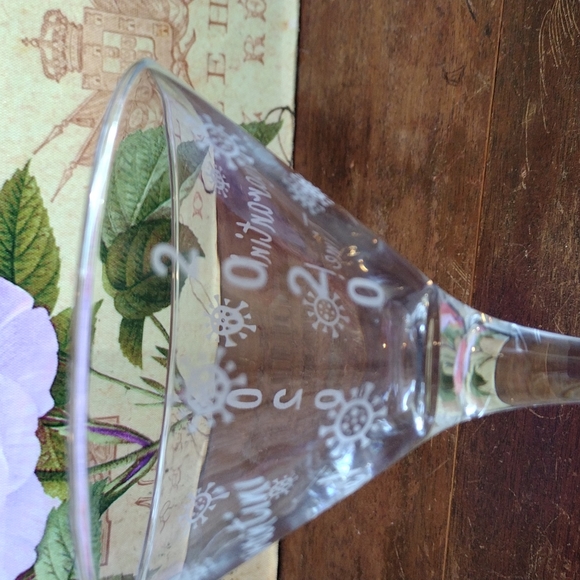 MARY DANKO WILLIAMS CUSTOM MARTINI GLASS QUARANTINE TIME I SURVIVED COVID-19 - Picture 7 of 8